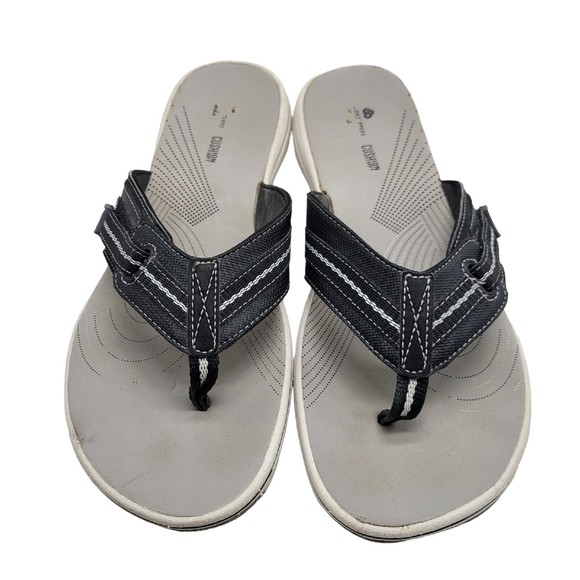 Clarks Shoes - Clarks Cloudsteppers Womens Flip-Flop Brinkley Jazz Comfort Slides Black Size 9M